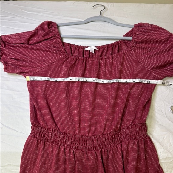 LC Lauren Conrad Red Puff Sleeve Peplum Blouse - Picture 10 of 11